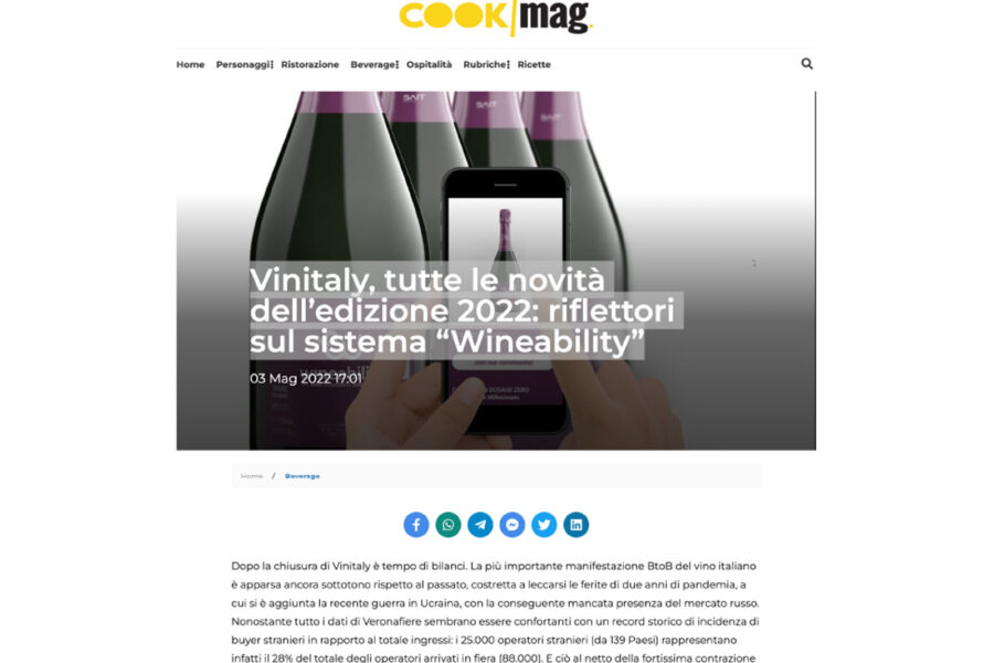 COOK MAGAZINE – Vinitaly, all the news from the 2022 edition: spotlight on the “Wineability” system
