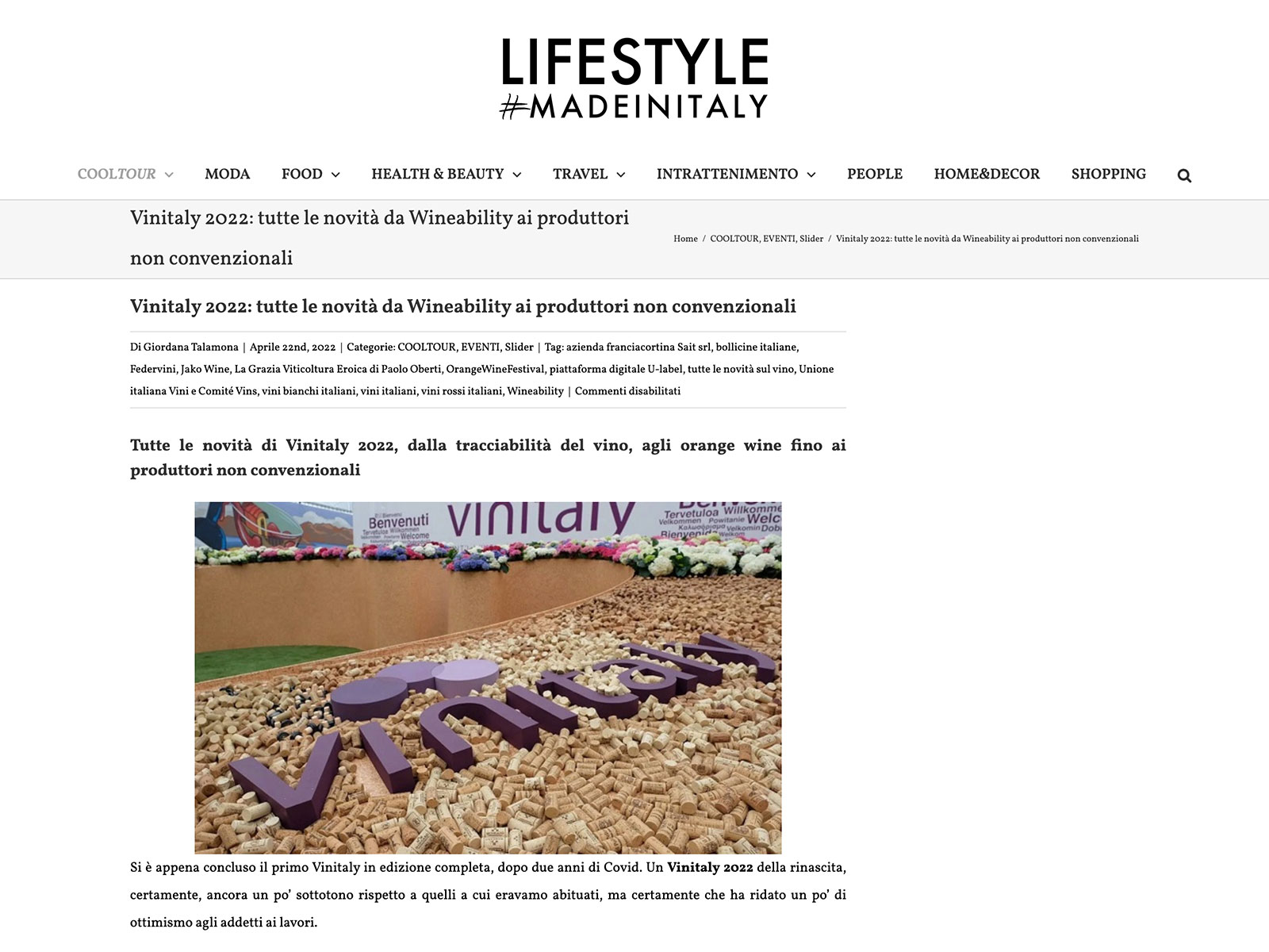 Wineability su LIFESTYLE MADE IN ITALY Vinitaly 2022