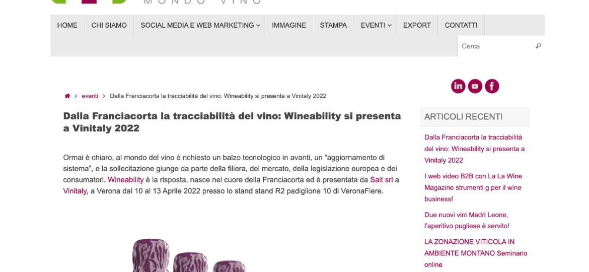 Wineability su Vinomediatica Vinitaly 2022