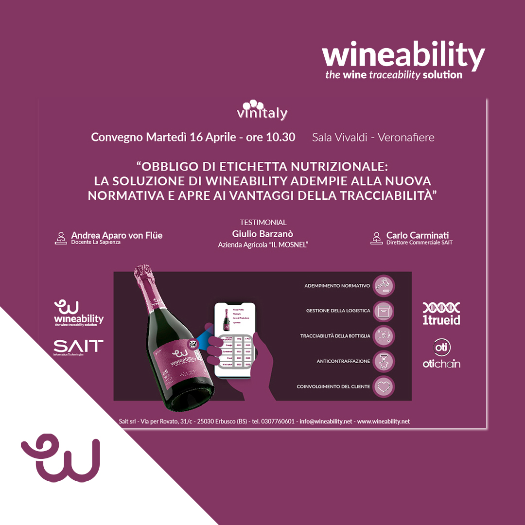 Wineability promozione Vinitaly 2024: la soluzione per l’adempimento normativo è gratuita.