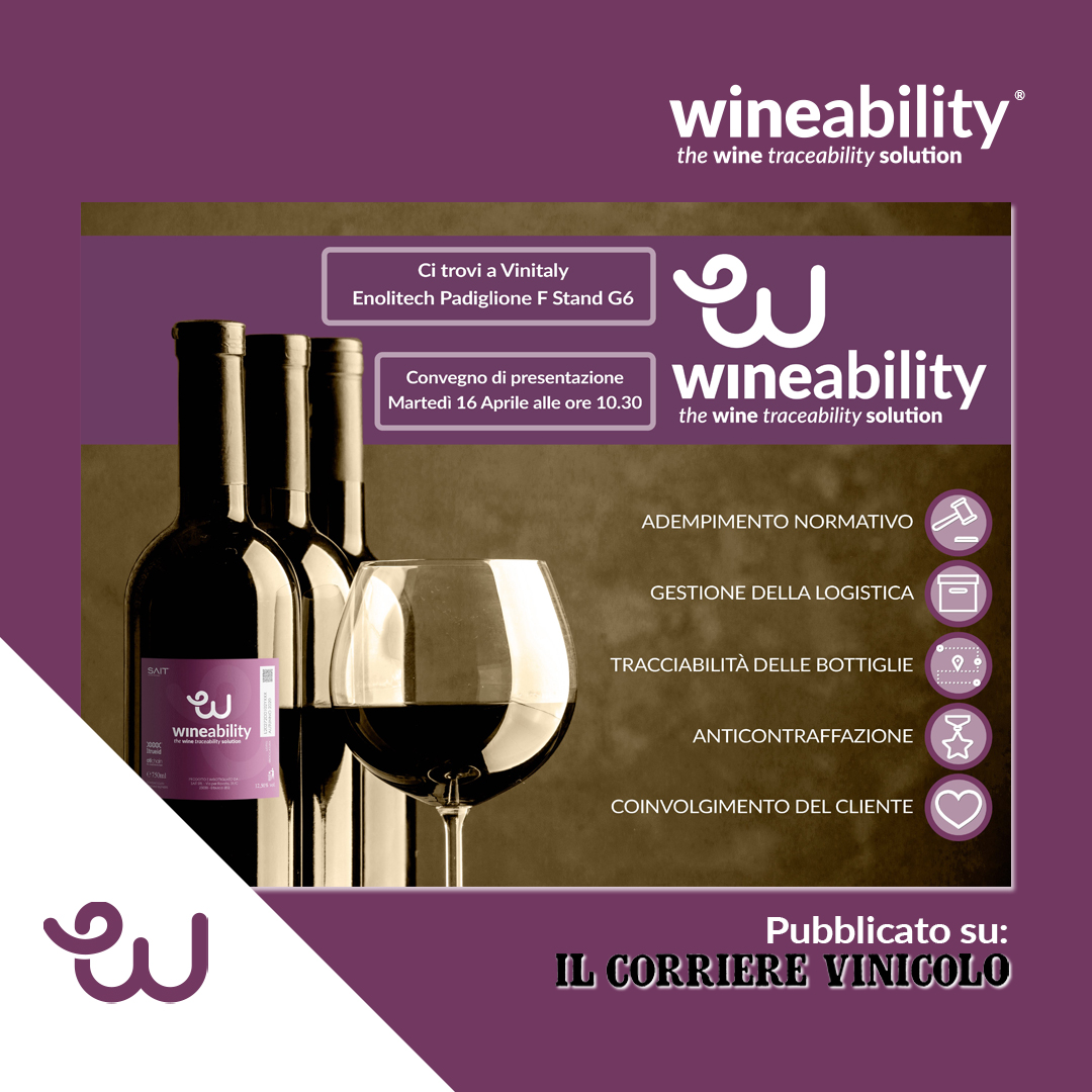 Il magazine “Il Corriere Vinicolo” scrive della soluzione Wineability